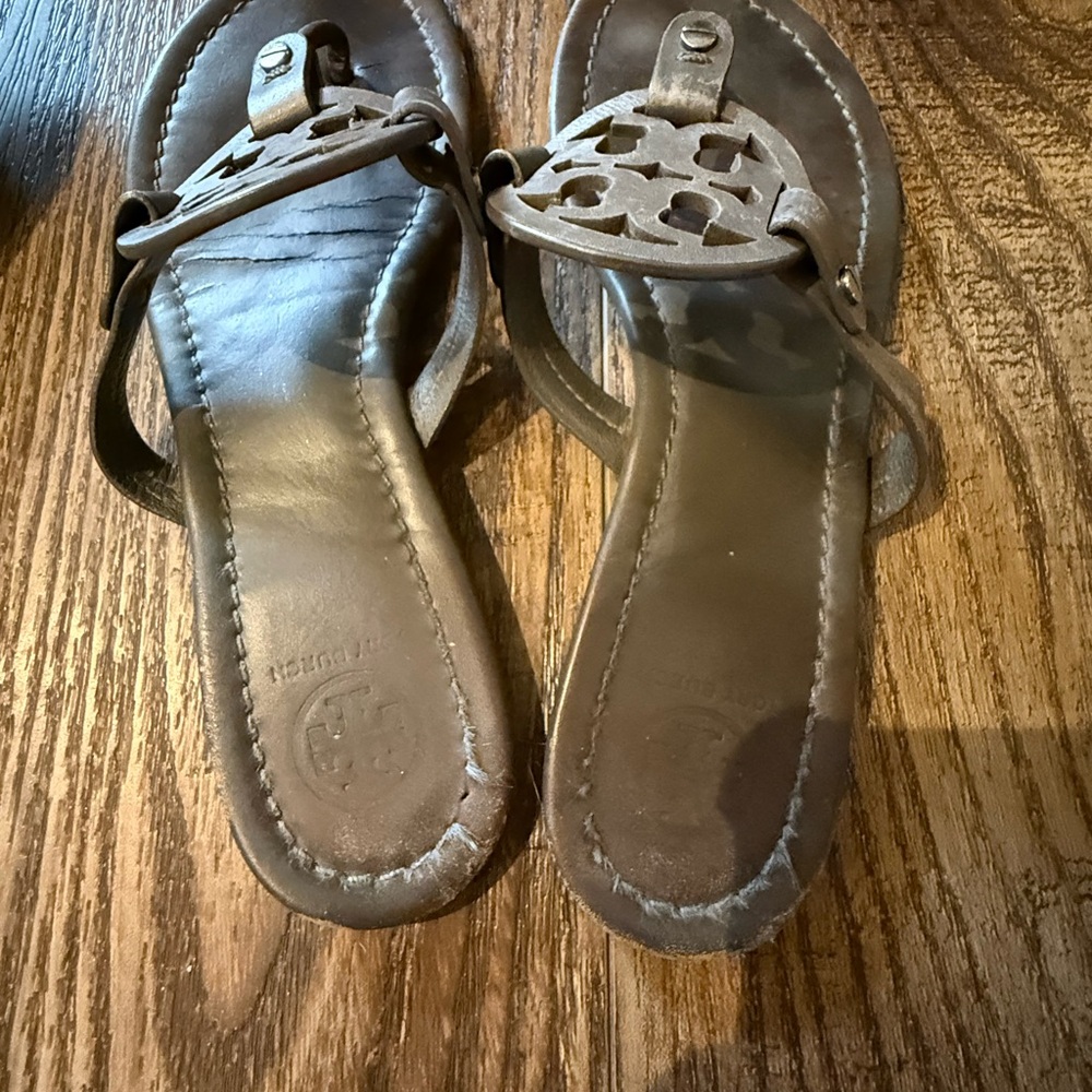 Gray Tory Burch Leather Women's Sandals